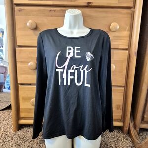 BeYouTiful Black Long Sleeve Graphic Tee Large